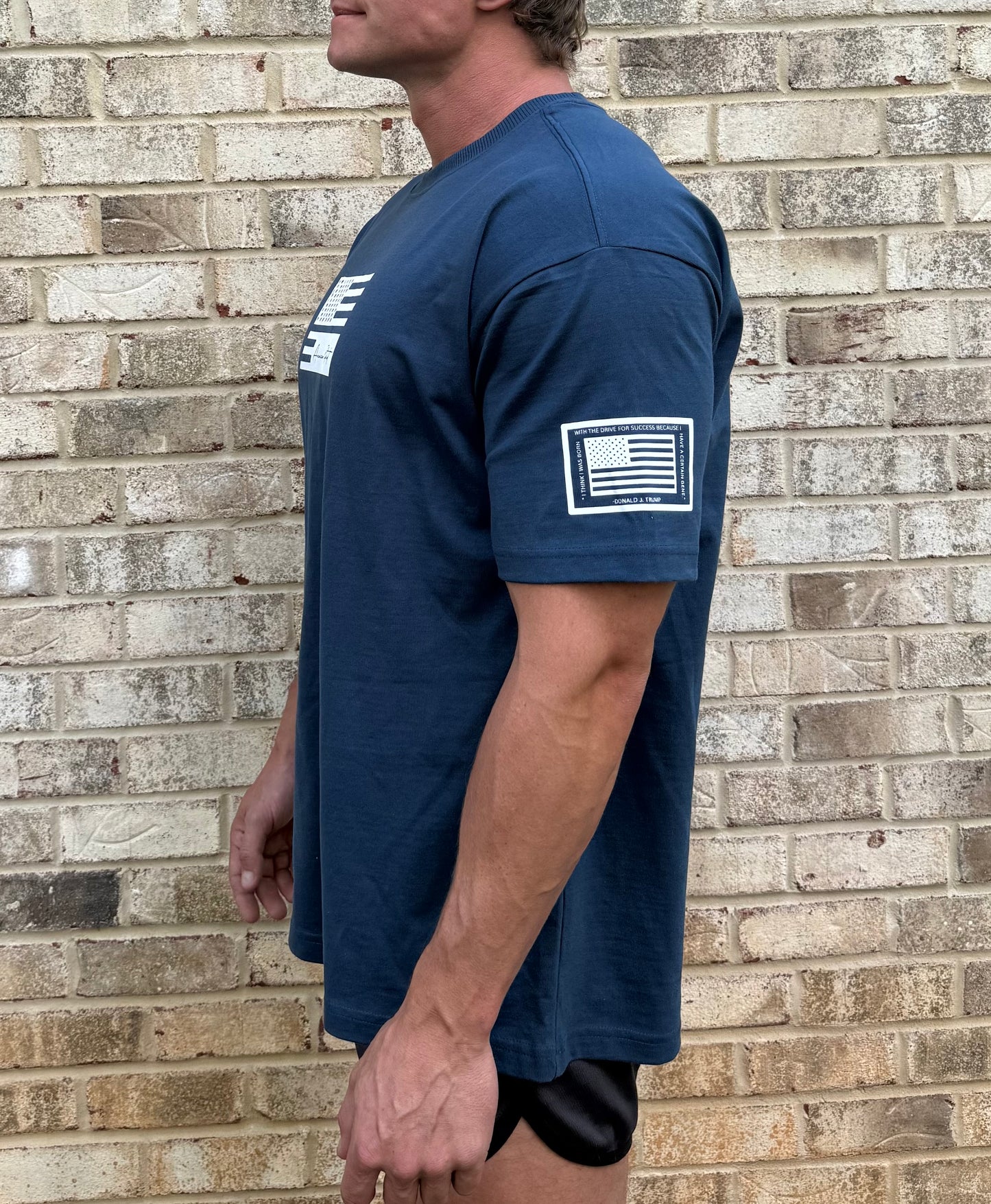 American Patriot Oversized Heavyweight T-Shirt – Blue Premium USA Flag Tee for Men | Sustainable, Laid-Back Fit